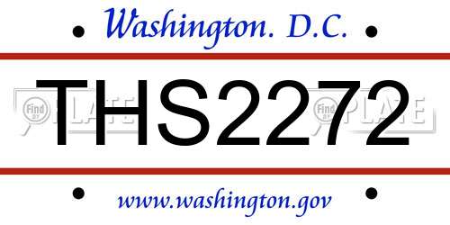 THS2272 District Of Columbia License Plate