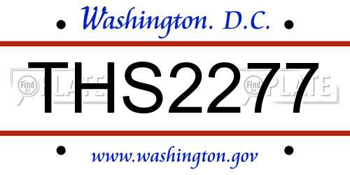 THS2277 District Of Columbia License Plate