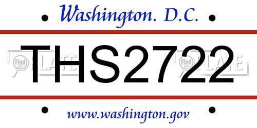 THS2722 District Of Columbia License Plate