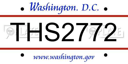 THS2772 District Of Columbia License Plate