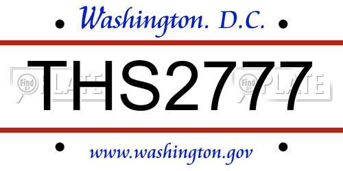 THS2777 District Of Columbia License Plate