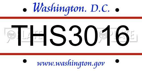 THS3016 District Of Columbia License Plate
