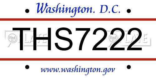 THS7222 District Of Columbia License Plate