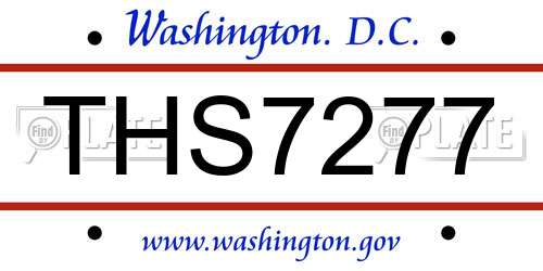 THS7277 District Of Columbia License Plate