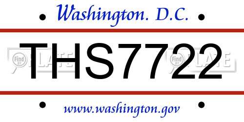 THS7722 District Of Columbia License Plate