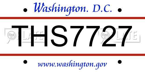 THS7727 District Of Columbia License Plate