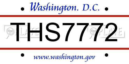 THS7772 District Of Columbia License Plate