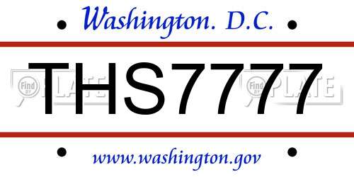 THS7777 District Of Columbia License Plate