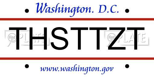 THSTTZT District Of Columbia License Plate