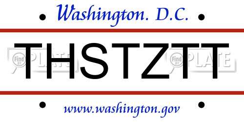 THSTZTT District Of Columbia License Plate