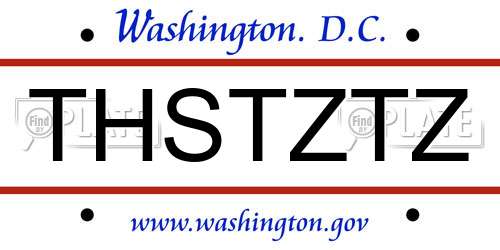 THSTZTZ District Of Columbia License Plate