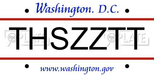 THSZZTT District Of Columbia License Plate