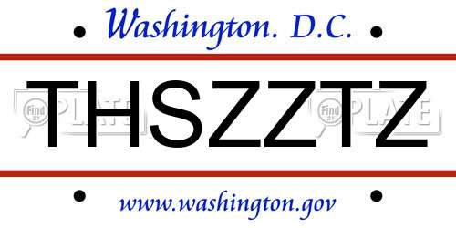 THSZZTZ District Of Columbia License Plate