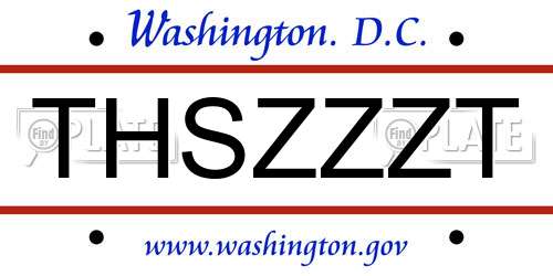 THSZZZT District Of Columbia License Plate