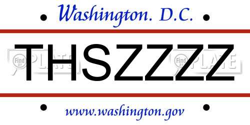 THSZZZZ District Of Columbia License Plate