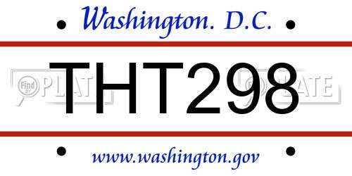 THT298 District Of Columbia License Plate
