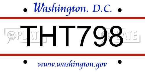 THT798 District Of Columbia License Plate