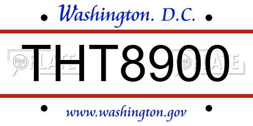 THT8900 District Of Columbia License Plate