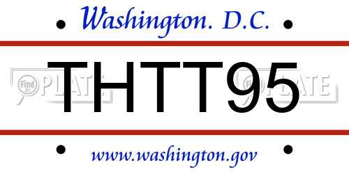 THTT95 District Of Columbia License Plate