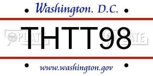 THTT98 District Of Columbia License Plate