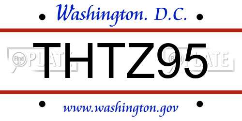 THTZ95 District Of Columbia License Plate