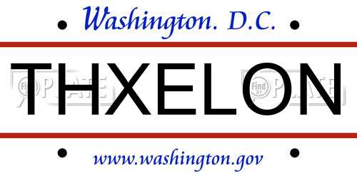 THXELON District Of Columbia License Plate