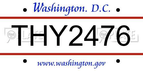 THY2476 District Of Columbia License Plate