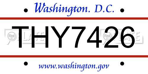 THY7426 District Of Columbia License Plate