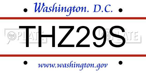 THZ29S District Of Columbia License Plate