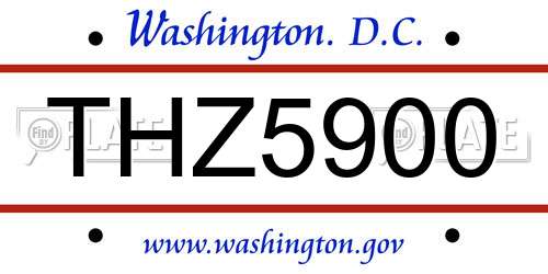 THZ5900 District Of Columbia License Plate