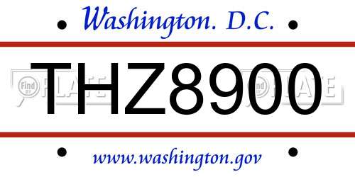 THZ8900 District Of Columbia License Plate