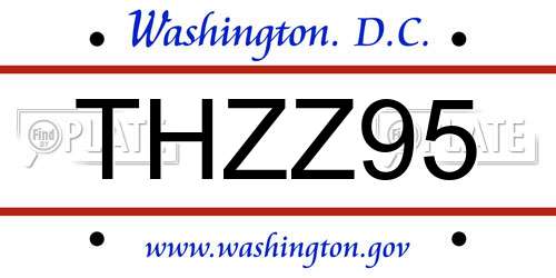 THZZ95 District Of Columbia License Plate