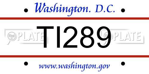 TI289 District Of Columbia License Plate