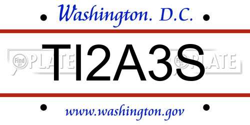 TI2A3S District Of Columbia License Plate