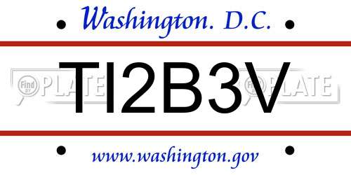 TI2B3V District Of Columbia License Plate