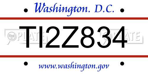 TI2Z834 District Of Columbia License Plate