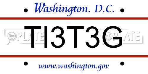 TI3T3G District Of Columbia License Plate