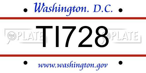 TI728 District Of Columbia License Plate