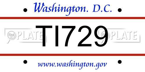 TI729 District Of Columbia License Plate