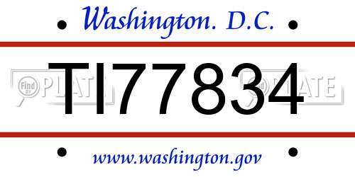 TI77834 District Of Columbia License Plate