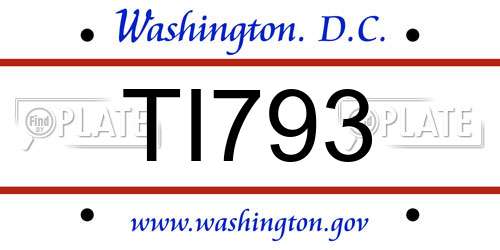 TI793 District Of Columbia License Plate
