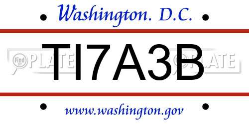 TI7A3B District Of Columbia License Plate