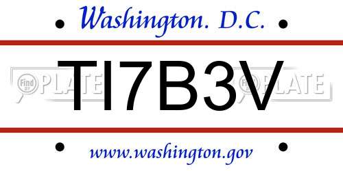 TI7B3V District Of Columbia License Plate