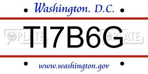 TI7B6G District Of Columbia License Plate