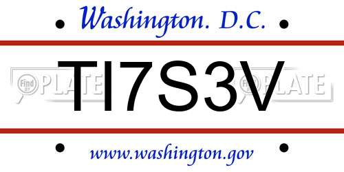 TI7S3V District Of Columbia License Plate