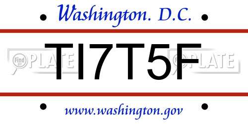 TI7T5F District Of Columbia License Plate