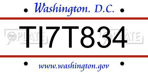 TI7T834 District Of Columbia License Plate