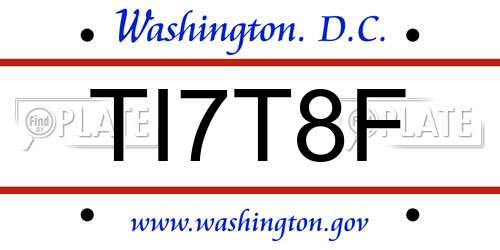 TI7T8F District Of Columbia License Plate