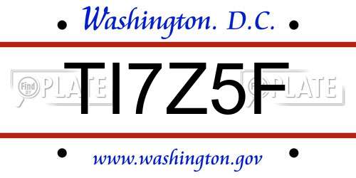 TI7Z5F District Of Columbia License Plate