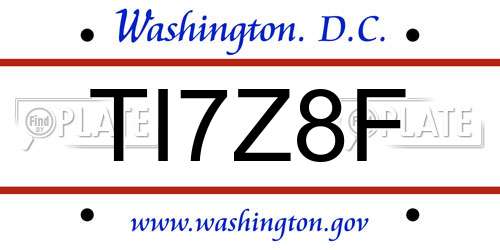 TI7Z8F District Of Columbia License Plate